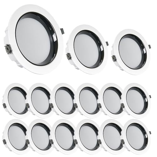 SdaryWare Paquete de 1/2/5/8/16 Luces LED empotrables de Techo de 3,9 a 5,9 Pulgadas, Regulables, 3000 K/4000 K/6000 K, Tres temperaturas de Color en una, luz descendente de Alto b,Black-15-Pack