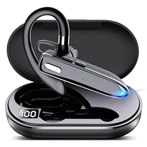 EUQQ Bluetooth Single wireless Headset Handsfree Earpiece for phone, V5.3 in-Ear Headphone with Microphone,USB-C Charge, Waterproof Earphones for Driving/Business/Office with Android/iOS，Laptop