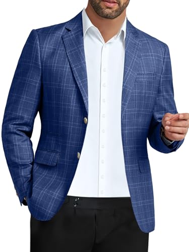 Mens Blazer Western Sport Coats for Mens Lightweight Notch Lapel Two Button Formal Business Jacket Casual Sports Coat