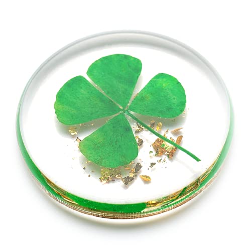 ANH3KT - 2 Pack Real Four Leaf Clover Good Luck Charm - Clover Pocket Token Preserved 1.25 Lucky Charm Clover For Family (Including Gold Leaf)