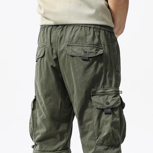 Men's Cargo Military Pants Outdoor Hiking Pants Drawstring Sweatpants with Multi Pockets4
