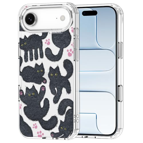 Coque iPhone Air transparente antichoc rigide TPU avec motif chat noir mignon MOSNOVO