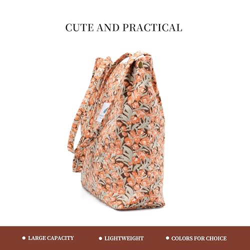 Image of TOPASION Cute Corduroy Tote Bag Canvas Shoulder Handbags for Women Travel Shopping