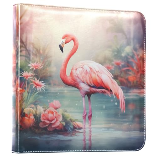 ALAZA Álbum de Fotos Flamingo Flowers in The Lake con cubierta de cuero PU, 3 anillos, para bodas, familia y viajes