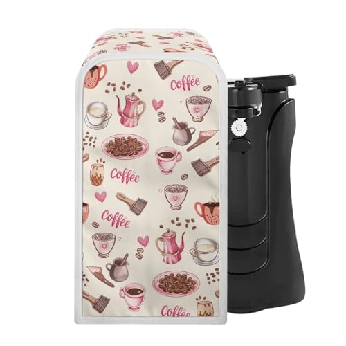 LJMKZJN Coffee Pattern Electric Can Openers for Kitchen Brown Can Opener Cover Home Decorative Machine Washable Electric Can Opener Dust Cover