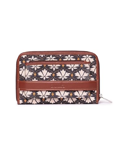 Image of ZOUK Women Bidri Kaiser Motif Printed Handcrafted Classic Zipper Wallet Clutch Purse