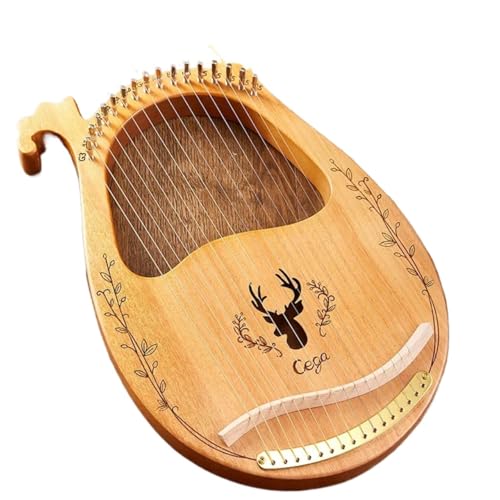 Lap Harp 16 21 24 Strings Lyre Harp Mahogany Wood Piano Stringed Musical Instrument With Tuning Wrench Spare for Beginners(16 Strings Wood-1)