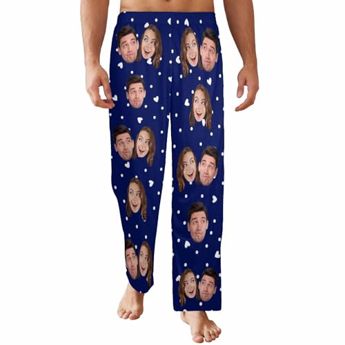 Custom Photo Face Pajamas Pants for Couples, Personalized Pajama Bottoms Customized Sleepwear PJ for Men Women2