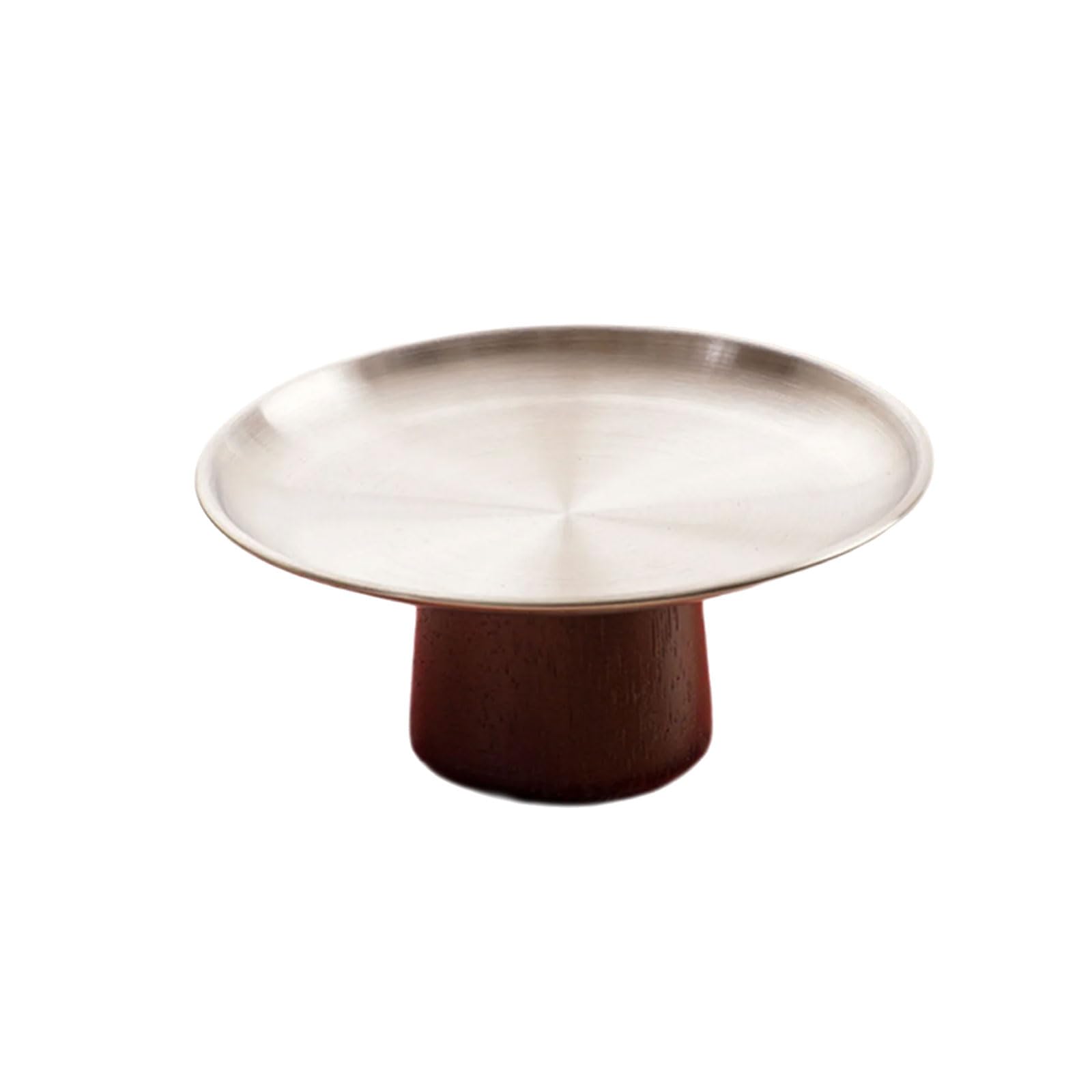 Hsyzygian Stainless Steel Round Serving Tray for Snacks and Dessert Elegant High Footed Cake Plate Practical Appetizer Platter Stainless Steel Appetizer Platter