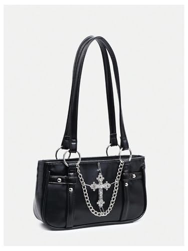 Milumia Women's Gothic Pu Leather Clutch Shoulder Bags Y2K Punk Vintage Handbag2