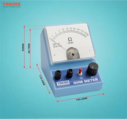 Image of YOKINS Portable Desktop Type Analog Ohm Meter 100 Ohms, Battery Operated, Blue Color