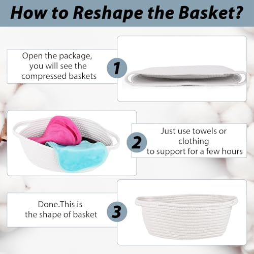 Image of woric Small Gift Basket Empty 12 inchX 8 inch X 5 inch Cotton Woven Basket for Gifts