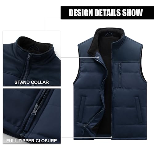 Image of Msmsse Men's Outerwear Vests Winter Quilted Padded Vest Gilet Stand Collar Warm Puffer Vest