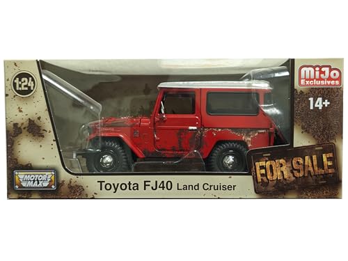 FJ40 Land Cruiser Red with White Top (Rusted Version) for Sale Series 1/24 Diecast Model Car by Motormax 79323RRS