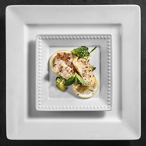Wareland Bright White Embossed Dots Square Dessert Plates Set Of 6, Ultra-Fine Porcelain 6 Inch Appetizer Plates, Farmhouse Salad Plates Set For Sides, Dessert, Snack, Small Heavy Duty Dinner Plates #TOP7