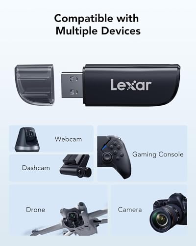 Image of Lexar Dual Slot USB-A Card Reader, USB 3.2 Gen 1 Up to 104MB /s,USB-A for SD /MicroSD /SDHC /SDXC Camera Card Reader Adapter,OTG Micro SD Card Adapter for PC /Laptop /Tablet
