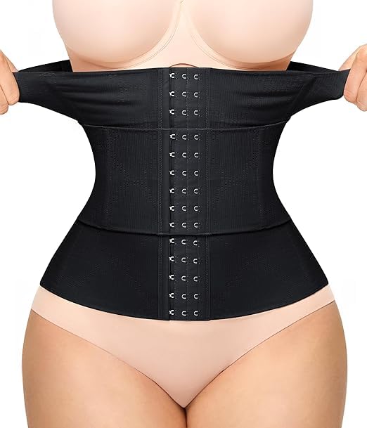KUMAYES Waist Trainer Korsett Damen Corset Shapewear Damen Bauchweg Stark Formend Body Shaper Hohe Elastizität Segmentierter Taillenformer Shaping Unterbrust Korsett Bauchweg Corsage (Schwarz L)