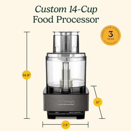 Image of Cuisinart Food Processor 14-Cup Vegetable Chopper for Mincing, Dicing, Shredding, Puree & Kneading Dough, Black Stainless, DFP-14BKSY