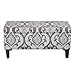 HomePop Large Upholstered Rectangular Storage Ottoman Bench with Hinged Lid Slate Damask