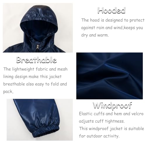 Image of SNOW DREAMS Boys Waterproof Rain Jacket Windbreaker Lightweight Coat Kids Raincoat Outerwear