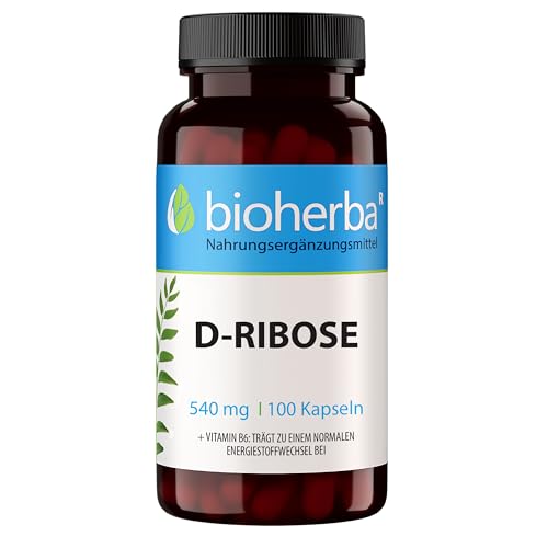 D-Ribose Kapseln 100 Stück mit 540mg D-Ribose und Vitamin B6 für den Energiestoffwechsel & die Nervenfunktion von BIOHERBA PZN 17189881