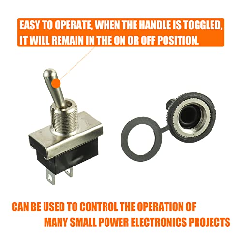 HUAREW KN3(D)-101 Metal Toggle Switch On/Off 12V 25A 2 Position 2 Pin Waterproof with Rubber Cover (2 Pcs) - Image 5