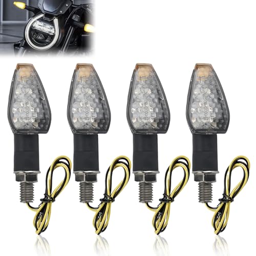 HIAHXC 4 unidades de intermitentes para motocicleta, luces de señalización de 12 V y 14 LED con lámpara ámbar brillante, luces intermitentes impermeables para motos todoterreno y scooters