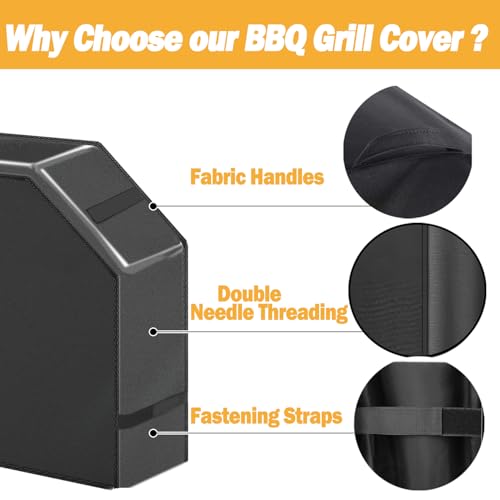 Grill Cover, 58 inch Waterproof BBQ Gas Grill Cover, Outdoor Barbecue Grill Cover with Hook and Loop for Char-Broil Nexgrill Weber and More Grills