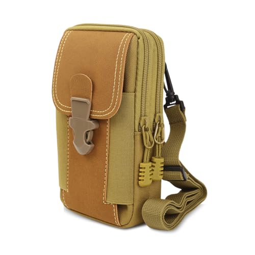 Image of GUSTAVE 6.5'' Belt Pouch for Men Cell Phone Pouch Waterproof Canvas Accessories Pouch for Belt Triple Layer Phone Holster Easy Access Fanny Pack for Hiking, Fishing, Working, Camping, Running