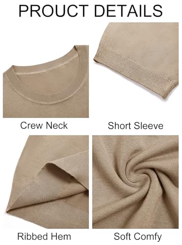 Image of Imily Bela Womens Summer Short Sleeve Sweater Dressy Casual Crew Neck Knit Tops Fashion Pullover Shirts