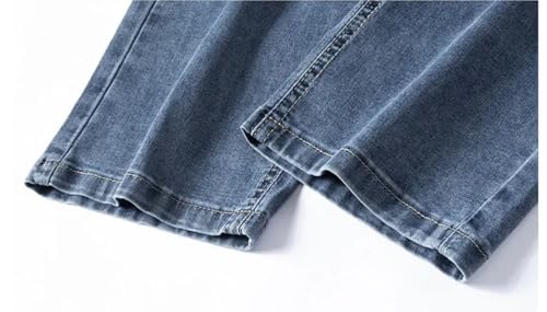 Hndudnff Men Thin Jeans Slim Elastic Straight Trousers Business Breathable Denim Trousers4