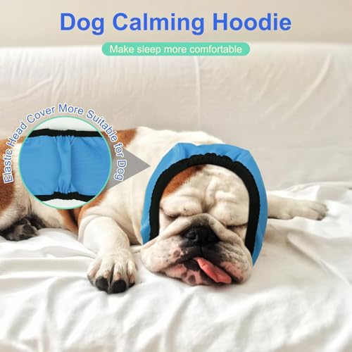 Image of MIGOHI Dog Ear Muffs Noise Protection, Calming Hoodie with Soft Padding-Adjustable Headphones for Dog, Hook & Loop Headband for Dogs, S, Blue