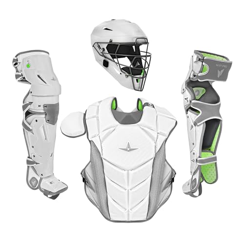 All-Star MVP-PRO LT Series Catcher's Kit, NOCSAE, White/Graphite, Large - New