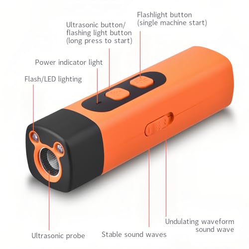 Lancoon Ultraschall Antibell Gerät mit 3 Einstellbaren Frequenzen LED-Taschenlampe Bellen Stopper Wiederaufladbare Verhaltenstraining Portable für Hunde Haustiere Indoor Outdoor