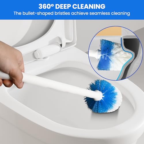 Image of Toilet Brush Refills for OXO Toilet Brush Only, 2 Pack Replacement Heads | Toilet Brush Replacement Head for Deep Bathroom Toilet Bowl Cleaning, Blue & White, Nylon & Plastic Material Bristles