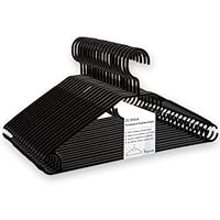 20 Kleiderbügel schwarz mit drehbaren Haken, Kleider Bügel, Kleiderbügel platzsparend aus Kunststoff, Länge ca. 41 cm - Made in EU - Umweltfreundlich da 100% Recyclingmaterial, Model: Minnie