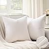 Topfinel Natural Throw Pillow Covers 18×18 inches Set of 2 Neutral Cotton Decorative Linen Pillow Covers Farmhouse Square Cushion Cases for Sofa Couch Bed Spring Home Decor