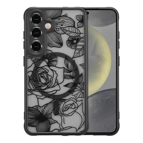 Coque mince TPU Samsung S23 FE à motif floral compatible Magsafe rose