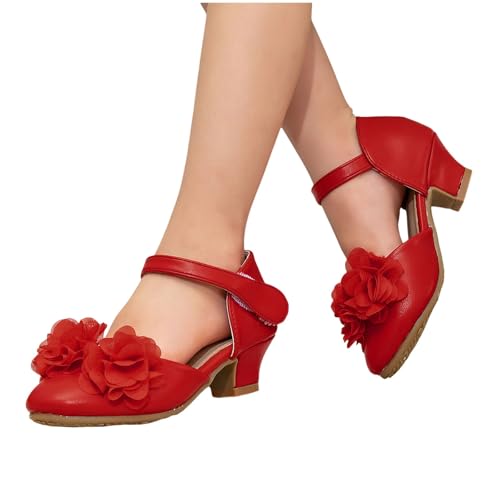 IWIHMIV Girls Sandals Closed Toe Low Heels Ankle Strap Flower Girl Dressy Shoes Wedding Party Cute Chunky Heeled Sandals3