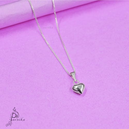 Image of Parnika 925 Sterling Silver Heart Solitaire Zircon Pendant for Women and Girls | Gift for Women n Girls | With Certificate of Authenticity | Pendant Only | Locket|