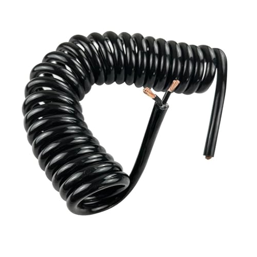 Cable espiral retráctil de 2 hilos que estira hasta 5 metros para conectar aparatos electrónicos