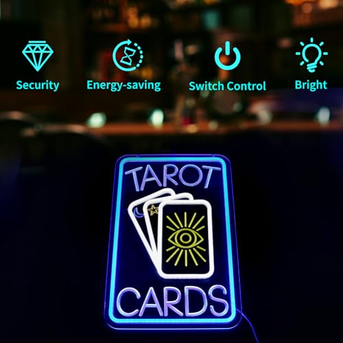 Image of Blue & White Neon Sign for Wall Decor Led Light Sign Neon Light for Room Party Home Wall Decor USB Powered - Tarot Cards