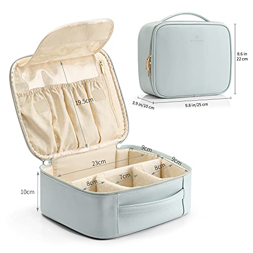 Vlando Travel Makeup Cosmetic Case Storage Bag Cosmetic Bag Portable Artist Storage Bag With Adjustable Dividers For Cosmetics Makeup Brushes, Girls, Women, Friends Gifts Blue #TOP6