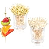 100 Stück Cocktailspieße Zahnstocher, Naturholzspieße Zahnstocher, Cocktailspieße Zubehör, Zahnstocher für Snacks Fingerfood, Bar Party, Grillen Snacks, Obst-Spieß