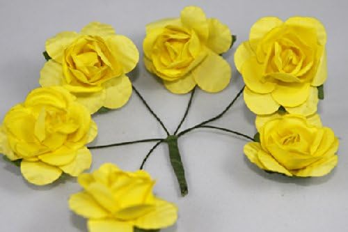 Mini Rose Bulk Paper Flowers 0.5" Yellow (144 Stems)