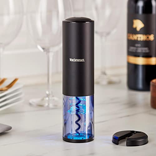 Wine Enthusiast Electric Blue Electric Wine Opener - Automatic Wine Corkscrew - No Button, Easy Open, Wine Key #TOP3