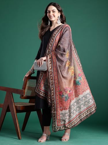 Image of INDO ERA Women's Straight Cotton Blend Solid Solid Kurta & Pant with Dupatta Set (IESTR10631)