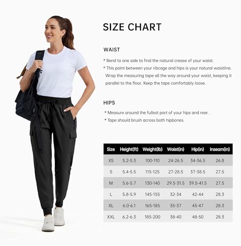 WILLIT Damen Trekkinghose Jogginghose Cargohose Leichte Wanderhosen Schnelltrocknende Wasserdicht Arbeitshose Outdoorhose Schwarz M