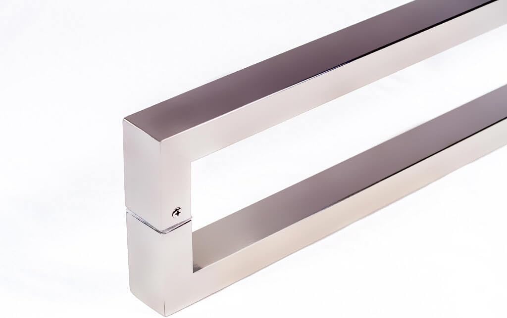 32 Inch Long Stainless Steel Door Handles Back-to-Back Brushed Nickel Finish, Modern Door Pulls for Commercial Glass Wooden Barn Fiberglass Home Office Interior Exterior Doors, Square Rectangle Bar