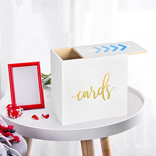 Waenerec White Wooden Wedding Card Box With Slot 10 X10 X 5.5 Inch Large Wedding Money Box Gift Card Box For Reception Baby Shower Graduation Birthday Party Decorations #TOP4